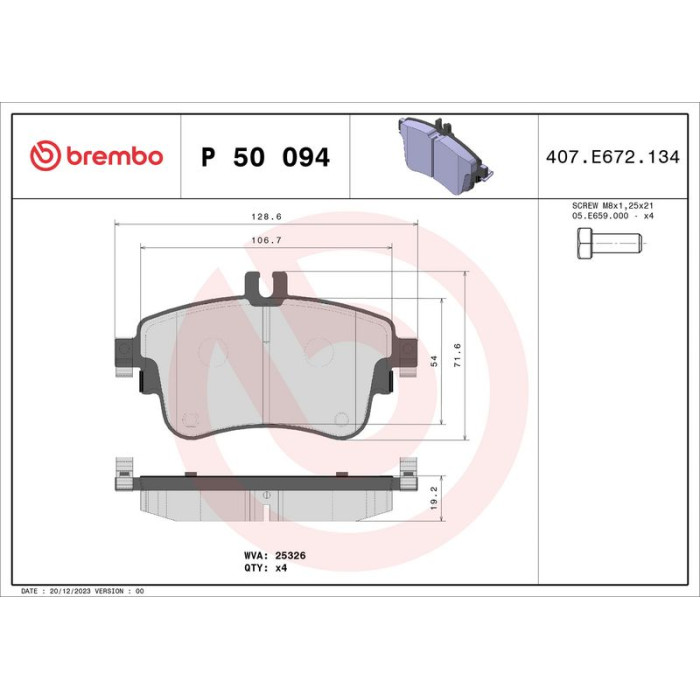 BREMBO Bremsklötze VA P 50 094 BREMBO Bremsklötze VA P 50 094