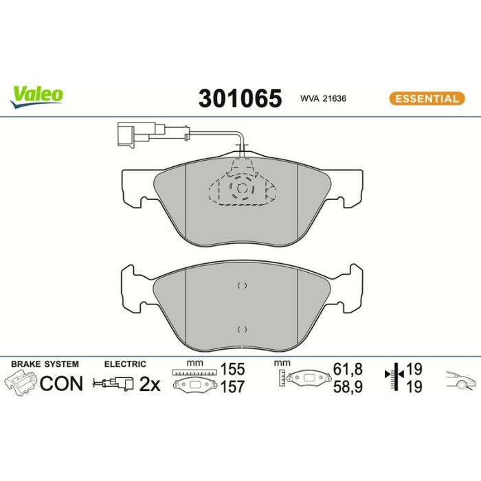 Valeo Bremsbelagsatz 301065 Valeo Bremsbelagsatz 301065