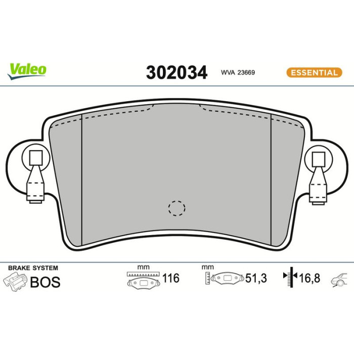 Valeo Bremsbelagsatz 302034 Valeo Bremsbelagsatz 302034