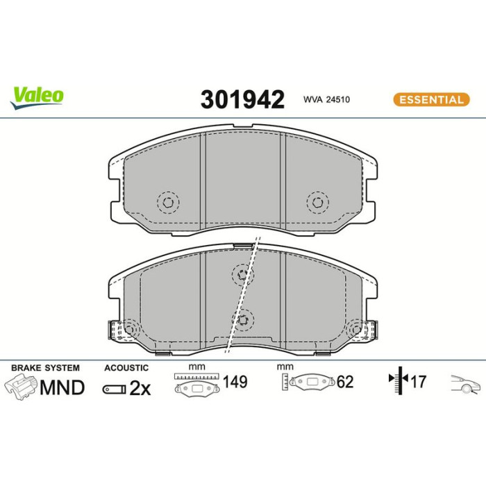 301942 Valeo Bremsbelagsatz 301942 301942 Valeo Bremsbelagsatz 301942