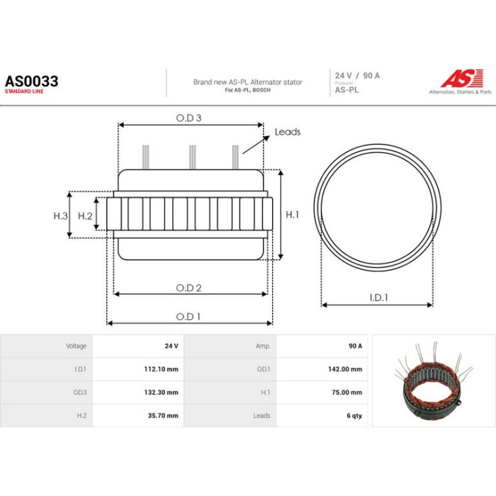 AS0033 AS-PL Lichtmaschinenstator AS0033