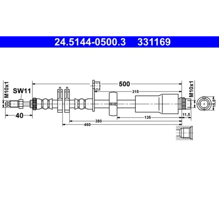 ATE Bremsschlauch 24.5144-0500.3 ATE Bremsschlauch 24.5144-0500.3