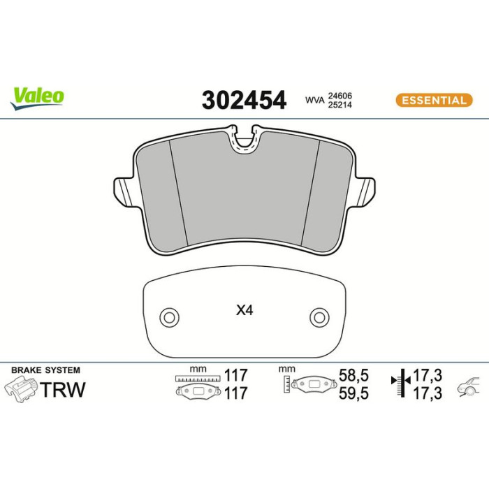 Valeo Bremsbelagsatz 302454 Valeo Bremsbelagsatz 302454