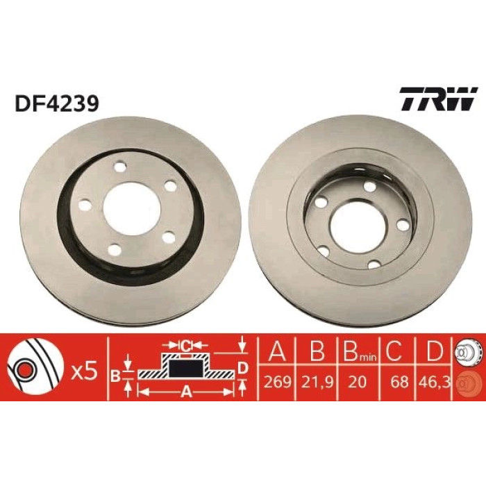 TRW Bremsscheibe Hinterachse DF4239 TRW Bremsscheibe Hinterachse DF4239