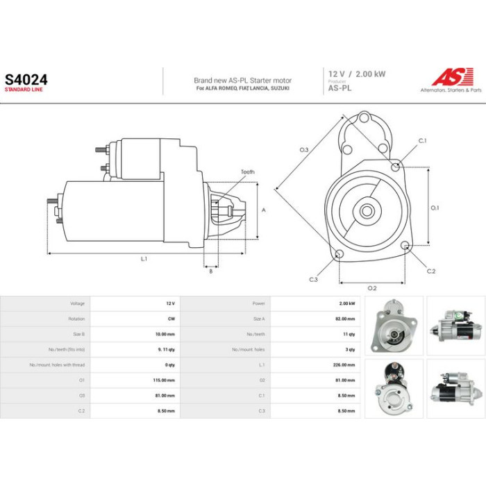 S4024 AS-PL Anlasser (Starter) S4024