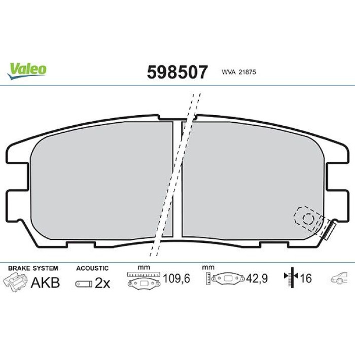 Valeo Bremsbelagsatz 598507 Valeo Bremsbelagsatz 598507
