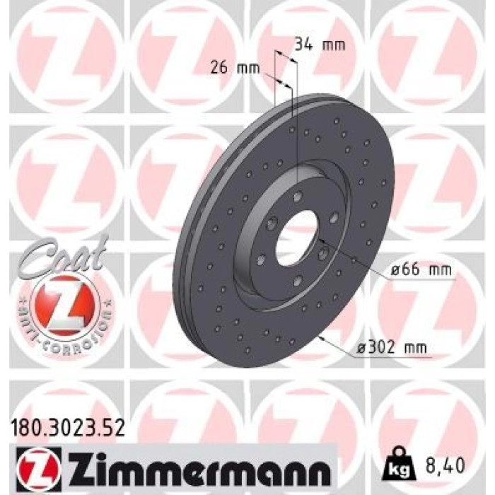 Zimmermann 70 481 027 Sport Bremsscheibe Vorderachse Sport 180.3023.52 Zimmermann 70 481 027 Sport Bremsscheibe Vorderachse Sport 180.3023.52