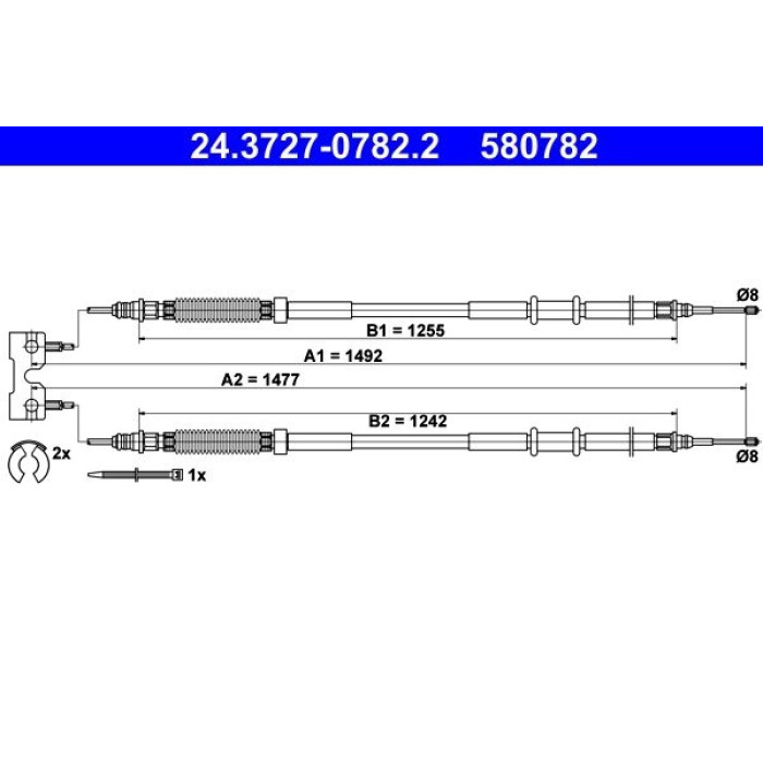 ATE Handbremsseil 24.3727-0782.2 ATE Handbremsseil 24.3727-0782.2