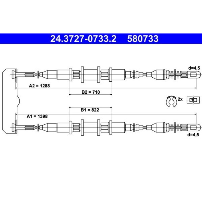 ATE Handbremsseil 24.3727-0733.2 ATE Handbremsseil 24.3727-0733.2
