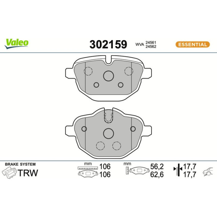 Valeo Bremsbelagsatz 302159 Valeo Bremsbelagsatz 302159