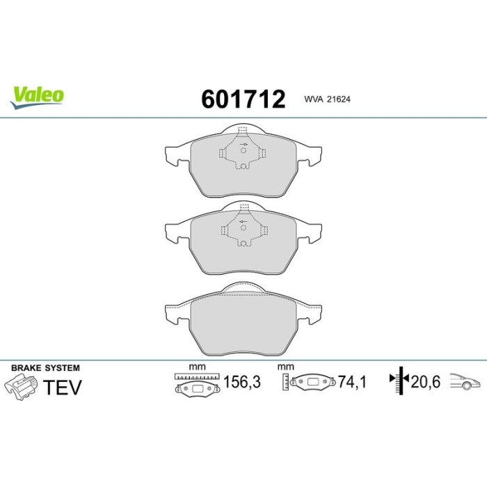 Valeo Bremsbelagsatz 601712 Valeo Bremsbelagsatz 601712