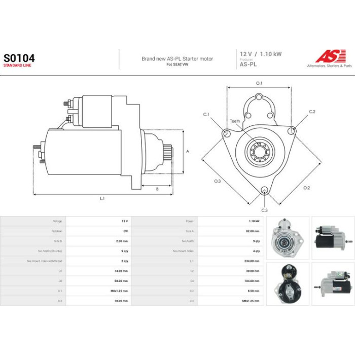 S0104 AS-PL Anlasser (Starter) S0104