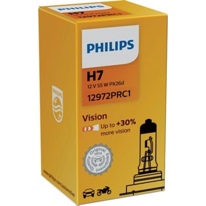 12972PRC1 PHILIPS H7 Halogenlampe Vision 12 V 55 W PX26d +30%, 1 Stück - 12972PRC1 - l 12972PRC1 PHILIPS H7 Halogenlampe Vision 12 V 55 W PX26d +30%, 1 Stück - 12972PRC1 - l