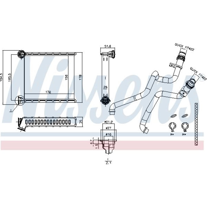 Nissens Heizungskühler PKW 73942 Nissens Heizungskühler PKW 73942