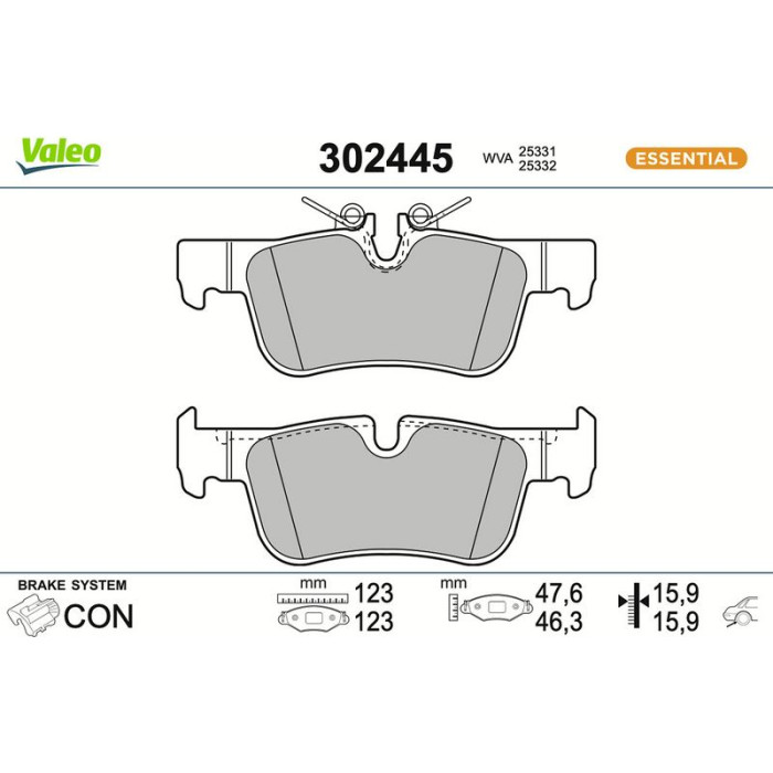Valeo Bremsbelagsatz 302445 Valeo Bremsbelagsatz 302445