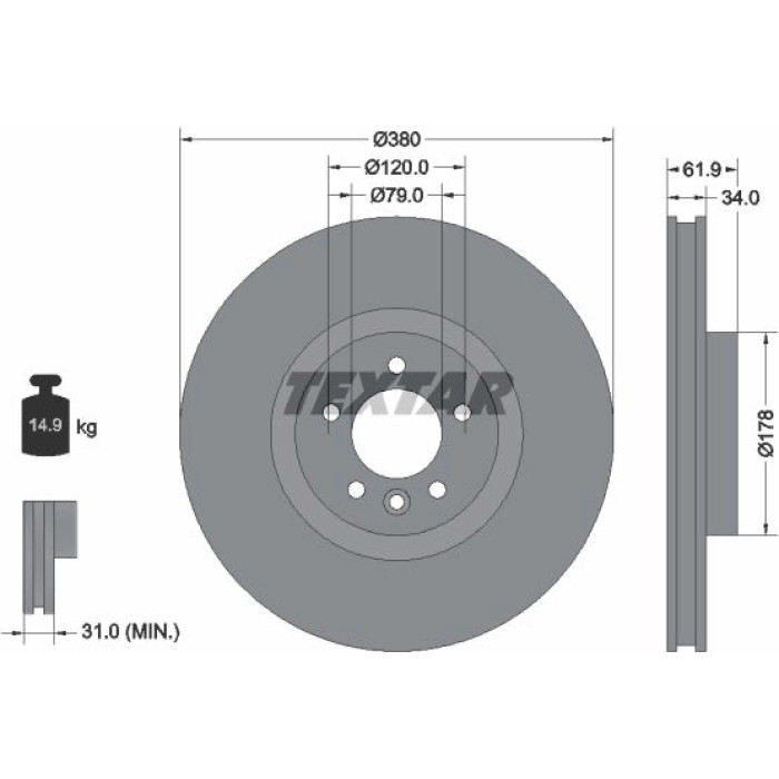 Textar Bremsscheibe 92235605 Textar Bremsscheibe 92235605