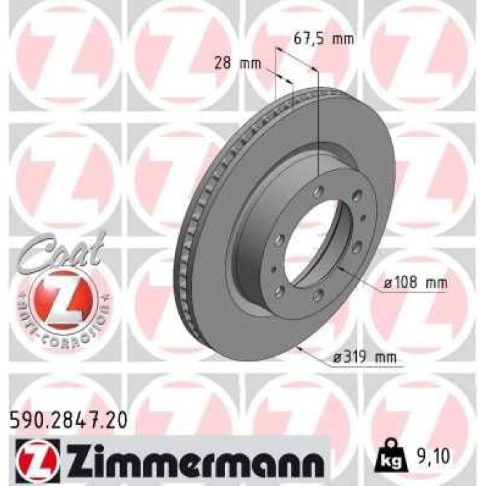 Zimmermann Bremsscheibe Vorderachse 590.2847.20 Zimmermann Bremsscheibe Vorderachse 590.2847.20