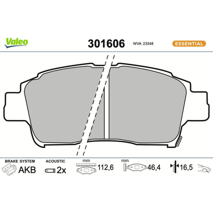 Valeo Bremsbelagsatz 301606 Valeo Bremsbelagsatz 301606