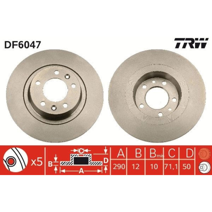 TRW Bremsscheibe Peugeot 407 04 DF6047 TRW Bremsscheibe Peugeot 407 04 DF6047
