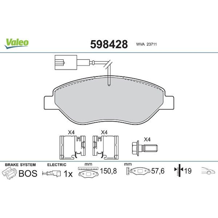 Valeo Bremsbelagsatz 598428 Valeo Bremsbelagsatz 598428