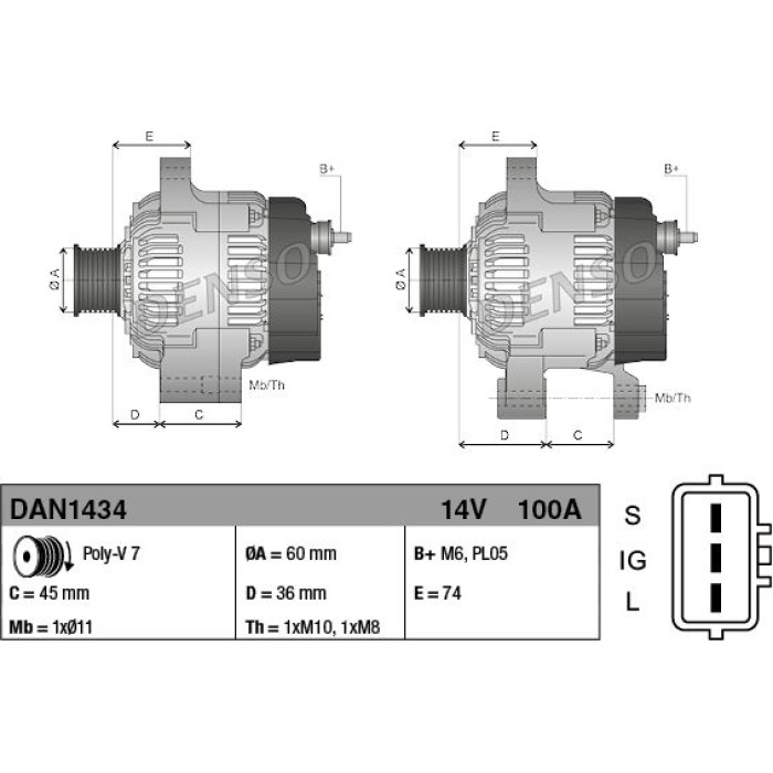 Denso Lichtmaschine DAN1434