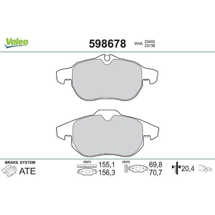 Valeo Bremsbelagsatz 598678 Valeo Bremsbelagsatz 598678
