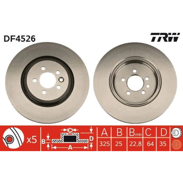 TRW Bremsscheibe Vorderachse DF4526 TRW Bremsscheibe Vorderachse DF4526