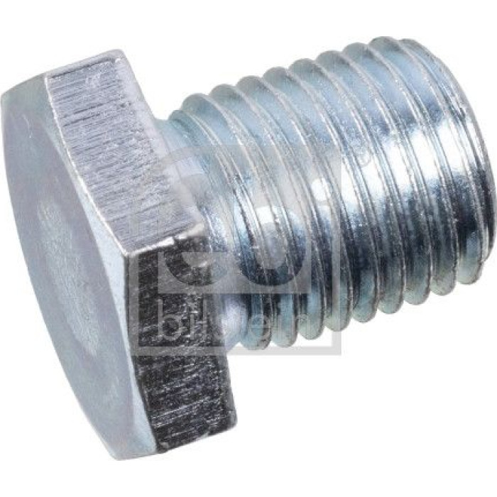 febi bilstein 178024 Ölablassschraube ohne Dichtring M12 x 1,25 – Gesamtlänge 18 mm, Länge unter Kopf 14 mm, Gewindelänge 11,5 mm, Außensechskant, SW 17 mm, Stahl, OE 55184773 / 55235963
