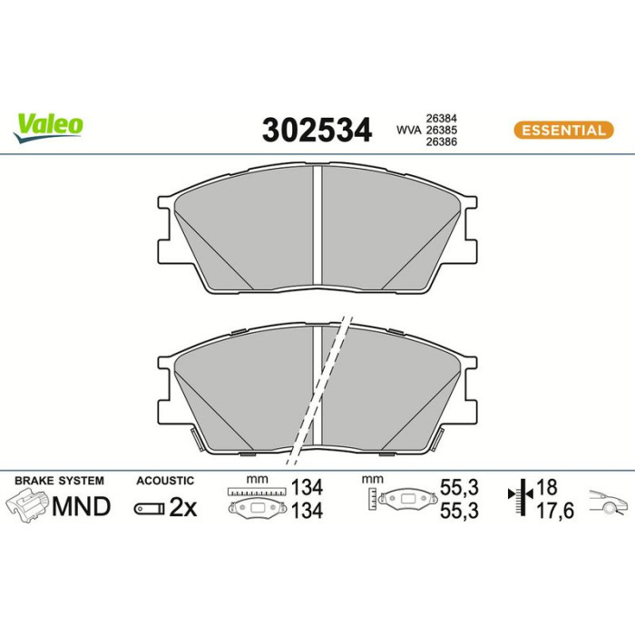 Valeo Bremsbelagsatz 302534 Valeo Bremsbelagsatz 302534