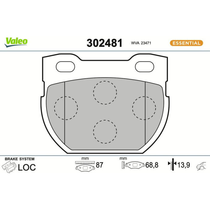 Valeo Bremsbelagsatz 302481 Valeo Bremsbelagsatz 302481