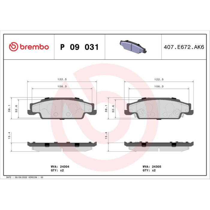 BREMBO Bremsklötze HA P 09 031 BREMBO Bremsklötze HA P 09 031