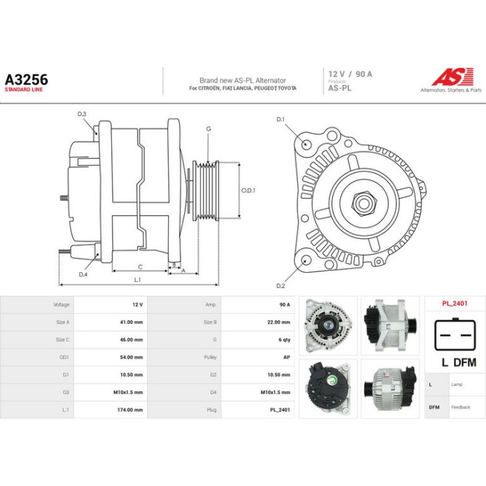 A3256 AS-PL Lichtmaschine (Generator) A3256