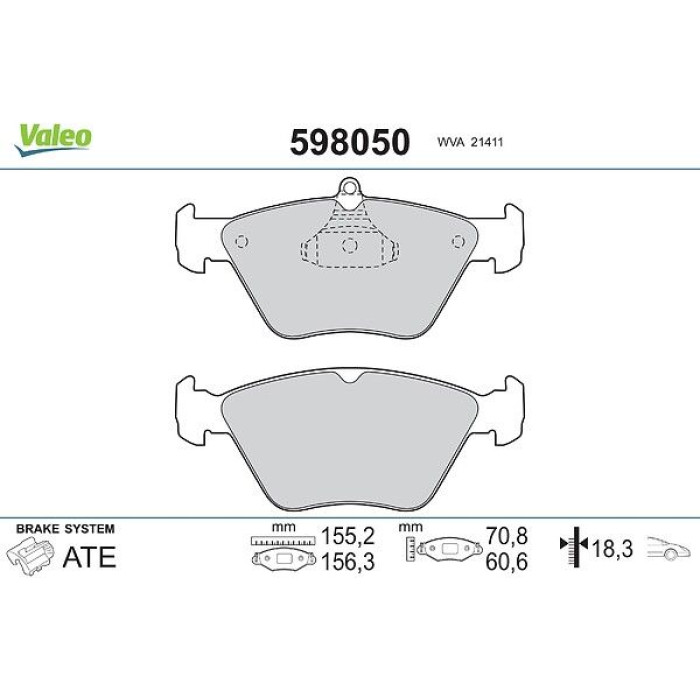 Valeo Bremsbelagsatz 598050 Valeo Bremsbelagsatz 598050