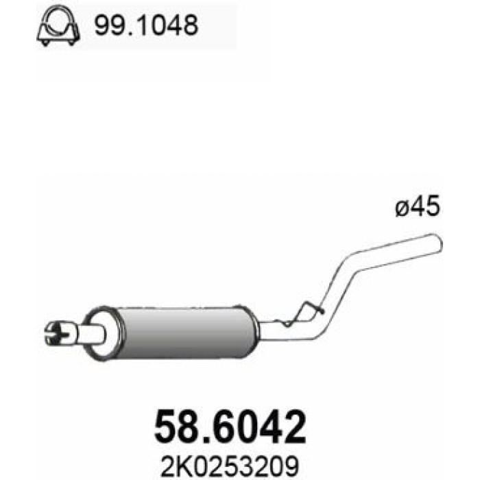 ASSO Mittelschalldämpfer 58.6042 ASSO Mittelschalldämpfer 58.6042