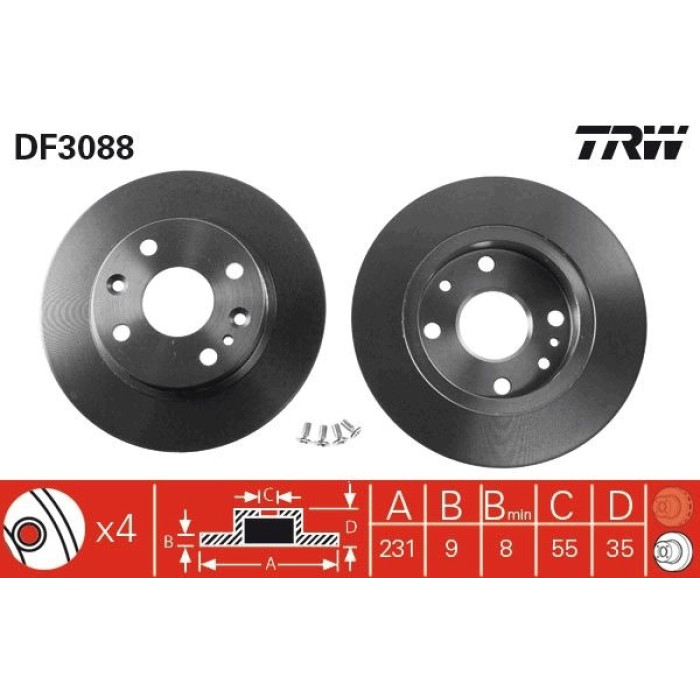 TRW Bremsscheibe DF3088 TRW Bremsscheibe DF3088