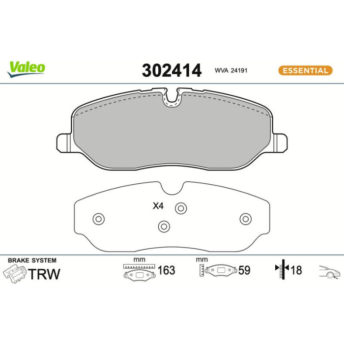 Valeo Bremsbelagsatz 302414 Valeo Bremsbelagsatz 302414