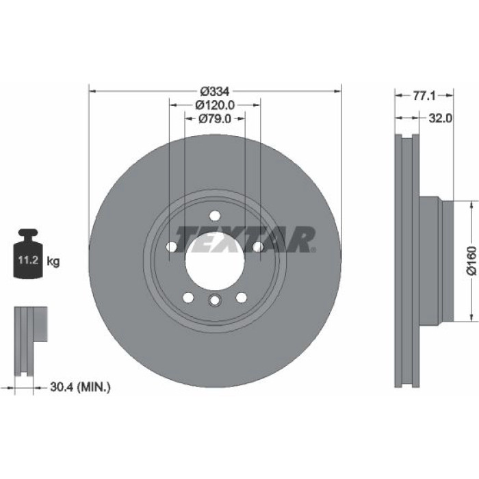 Textar Bremsscheibe 92072200 – 334 mm Textar Bremsscheibe 92072200 – 334 mm
