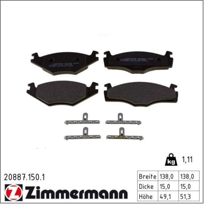 20887.150.1 ZIMMERMANN Bremsbeläge 20887.150.1 20887.150.1 ZIMMERMANN Bremsbeläge 20887.150.1