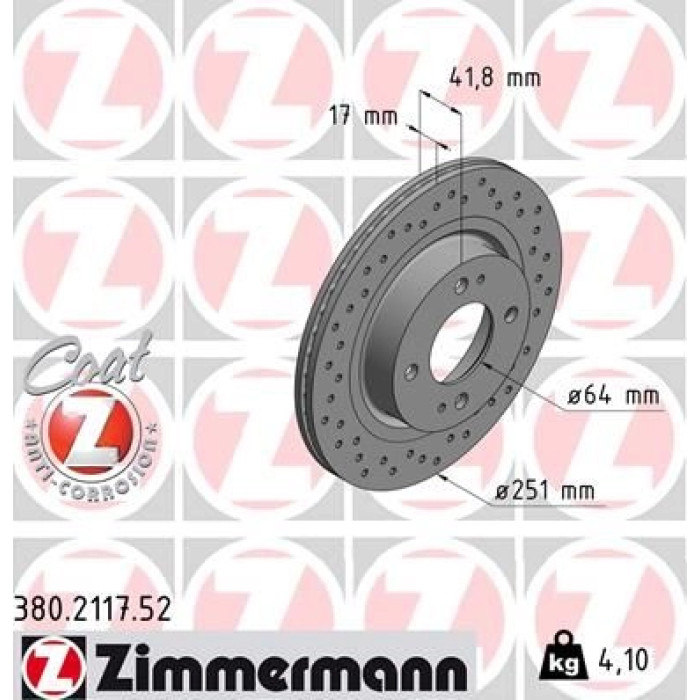 Zimmermann Bremsscheibe Vorderachse Sport 380.2117.52 Zimmermann Bremsscheibe Vorderachse Sport 380.2117.52