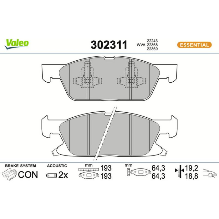 Valeo Bremsbelagsatz 302311 Valeo Bremsbelagsatz 302311