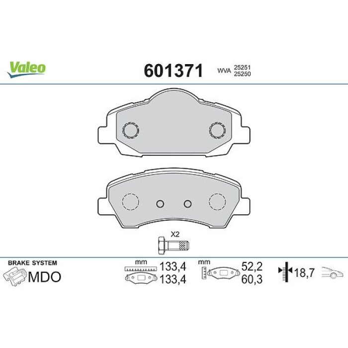 Valeo Bremsbelagsatz 601371 Valeo Bremsbelagsatz 601371