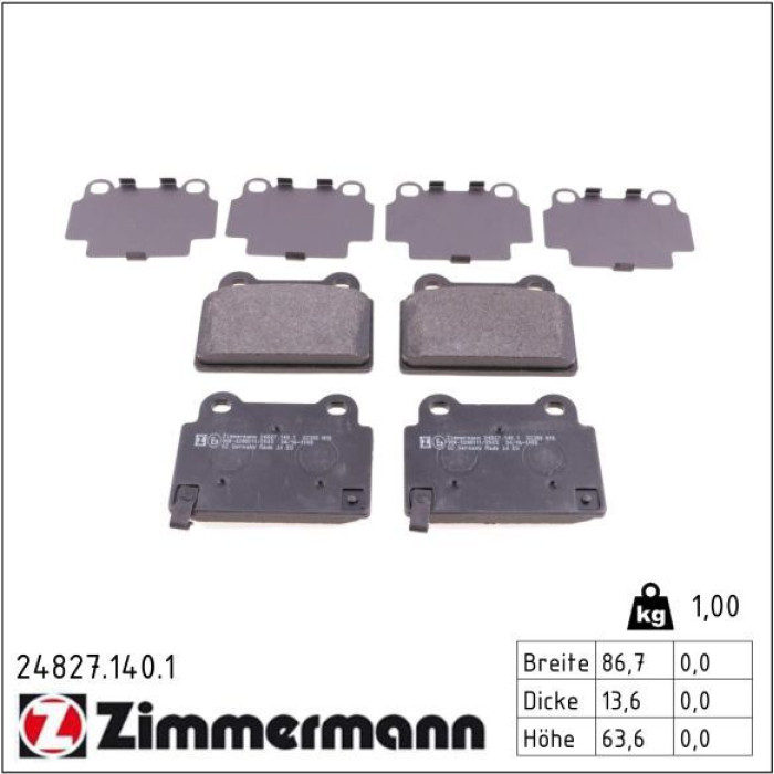 ZIMMERMANN Bremsbeläge 24827.140.1 ZIMMERMANN Bremsbeläge 24827.140.1