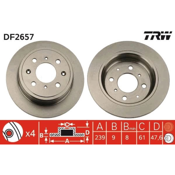TRW Bremsscheibe DF2657 TRW Bremsscheibe DF2657