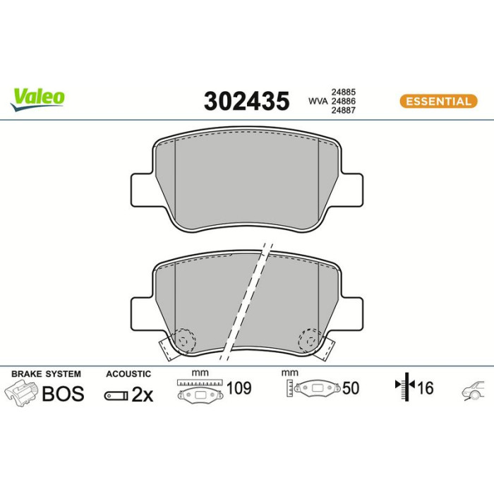 Valeo Bremsbelagsatz 302435 Valeo Bremsbelagsatz 302435