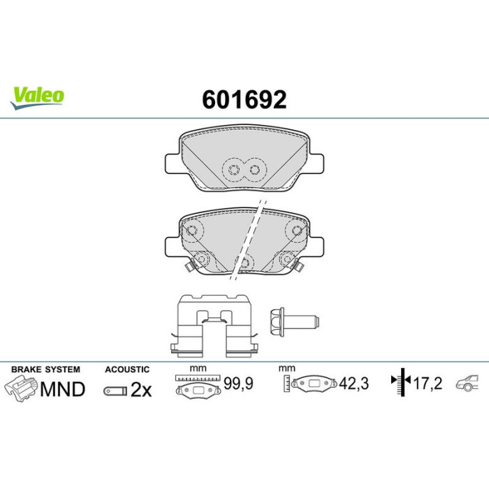 Valeo Bremsbelagsatz 601692 Valeo Bremsbelagsatz 601692