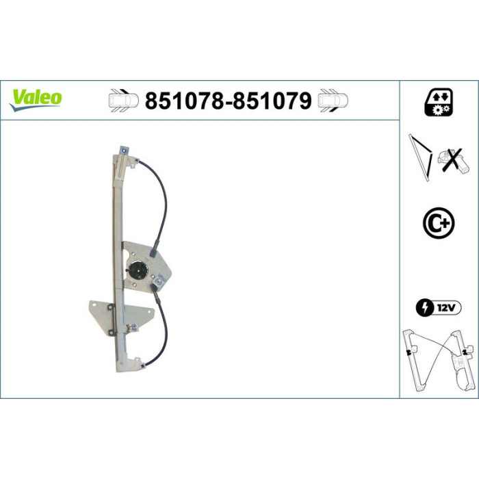 VALEO 851078 Fensterheber vorne links, elektrisch, mit Komfortfunktion, ohne Motor VALEO 851078 Fensterheber vorne links, elektrisch, mit Komfortfunktion, ohne Motor