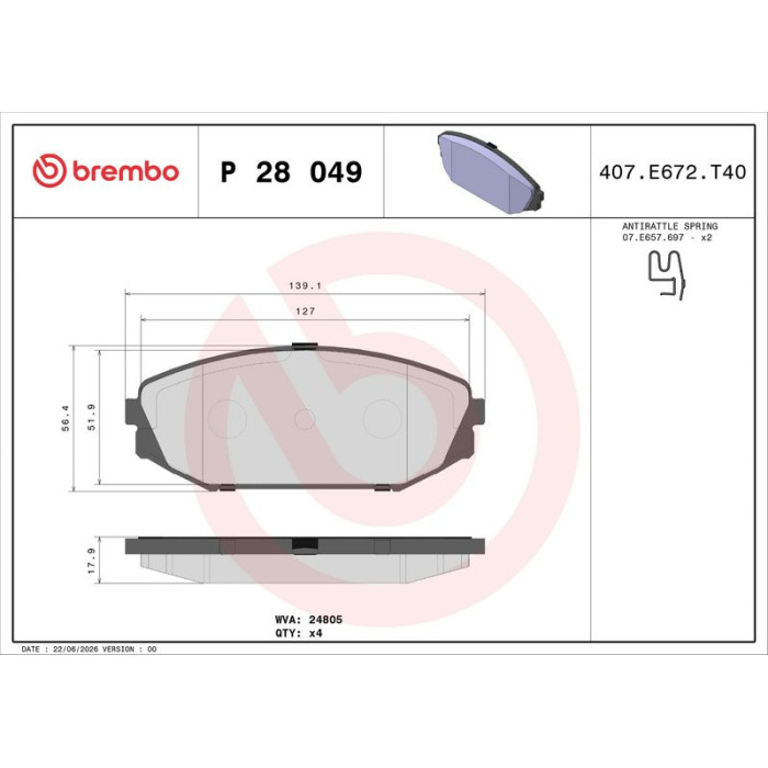 BREMBO Bremsklötze VA P 28 049