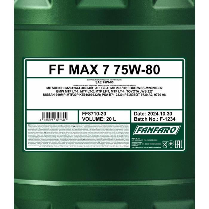 Fanfaro MAX7 75W-80 20L FF8710-20 Fanfaro MAX7 75W-80 20L FF8710-20