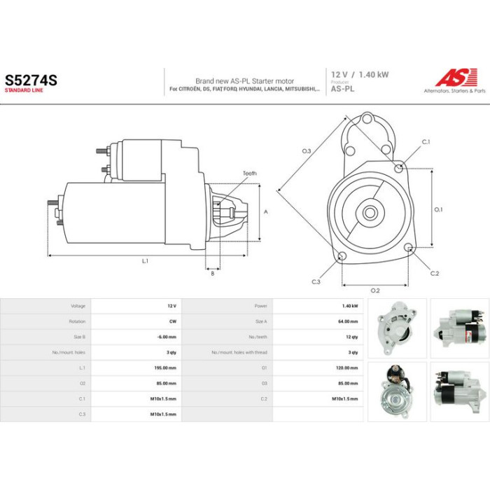 AS-PL Anlasser S5274S