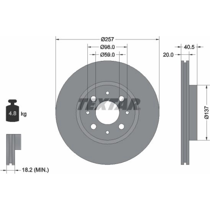 Textar Bremsscheibe 92068503 – 257 mm Textar Bremsscheibe 92068503 – 257 mm